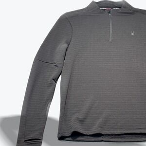 Spyder Active Mens Black Quarter Zip Pullover Textured Thumbhole Shirt Small NEW